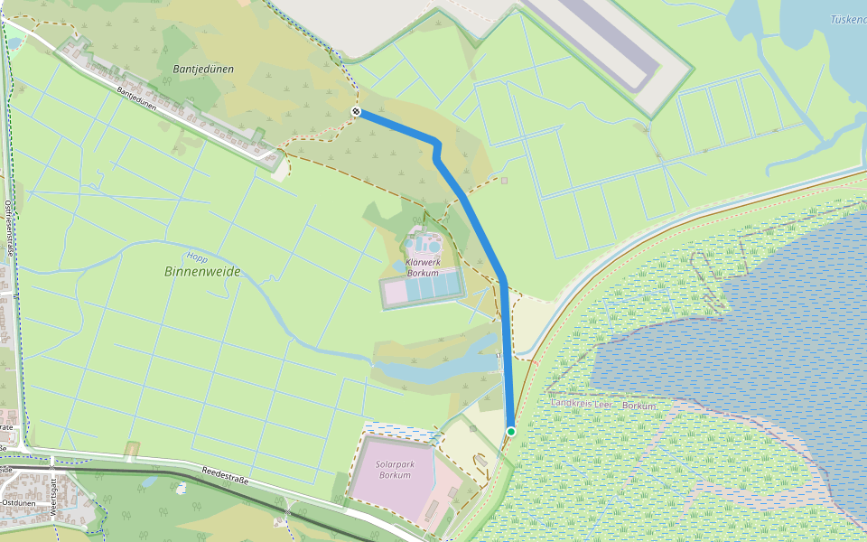 Neije Dyk walking route map in Borkum