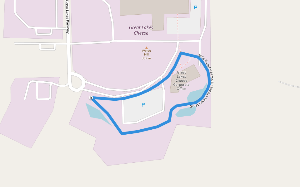 Great Lakes Cheese Parkway walking Path walking route map in Hiram