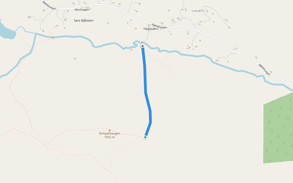Breivabakken walking route map in Bjödalen