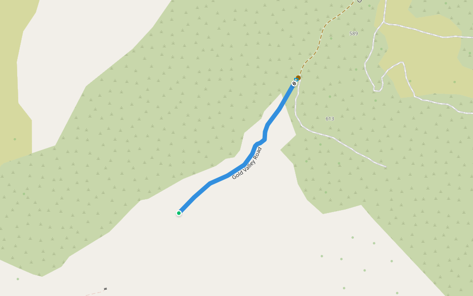 Gold Valley Road walking route map in Gebbies Valley