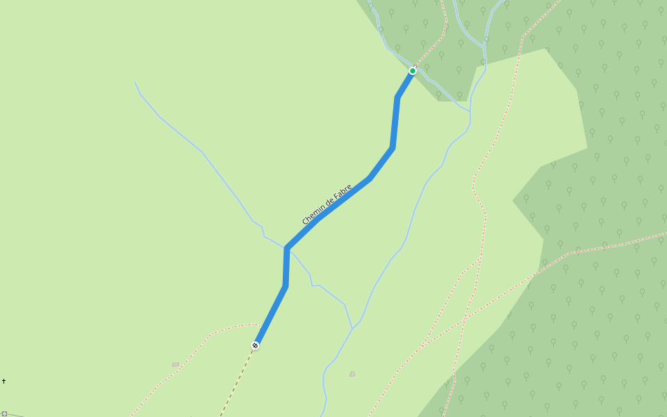 Chemin de Fabre walking route map in Caussou