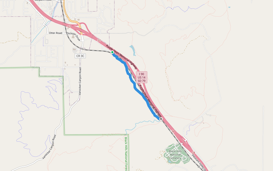 Racetrack walking route map in Sturgis