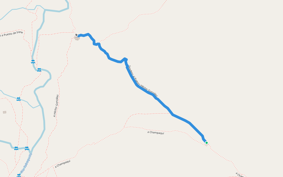 Sendero al Puesto Héctor González walking route map in Los Molles