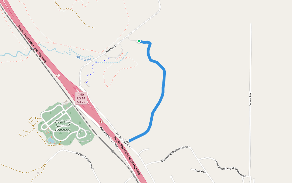 Bear Dance walking route map in Sturgis