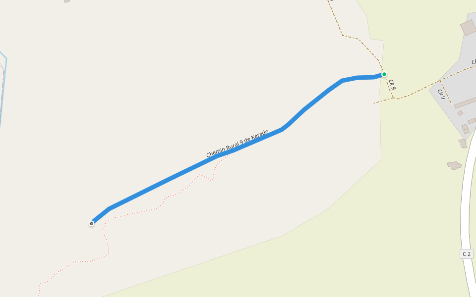 Chemin Rural 9 de Kerado walking route map in Névez