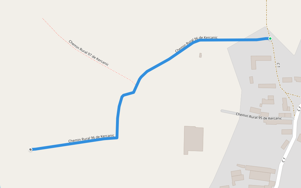 Chemin Rural 96 de Kercanic walking route map in Névez
