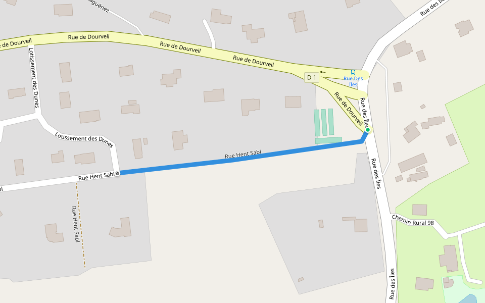 Rue Hent Sabl walking route map in Névez