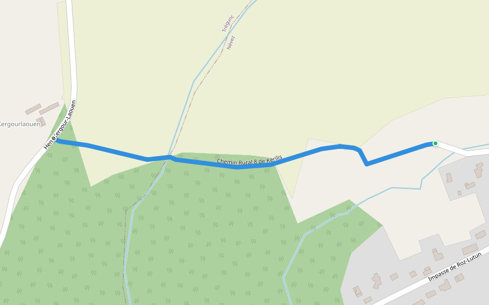 Chemin Rural 8 de Kerilis walking route map in Névez