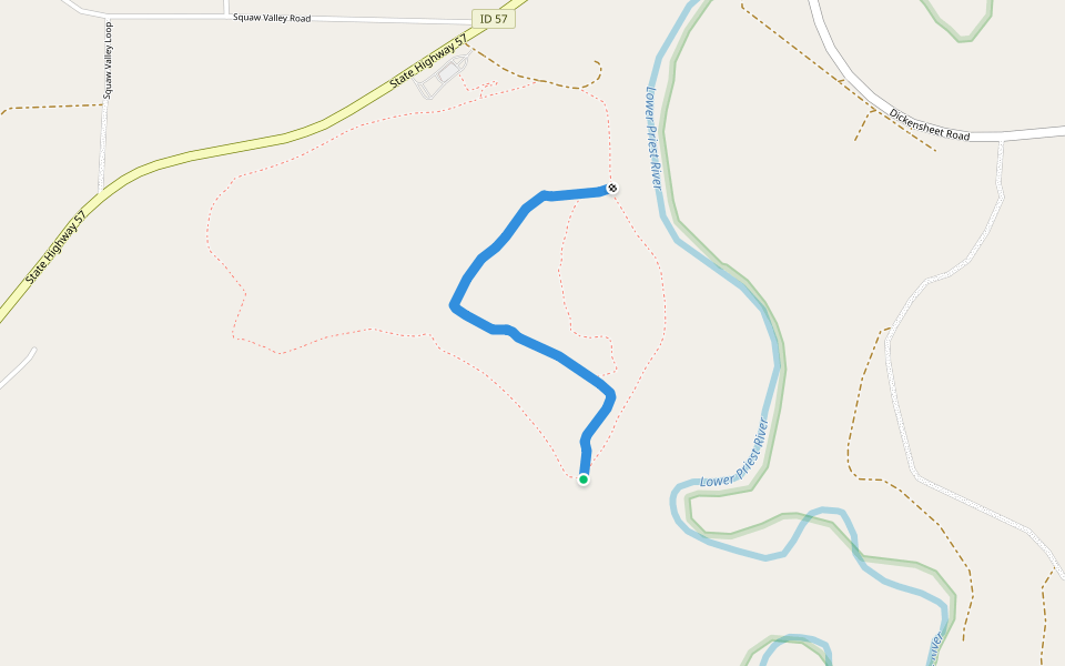 Pine Ridge Trail walking route map in Priest River