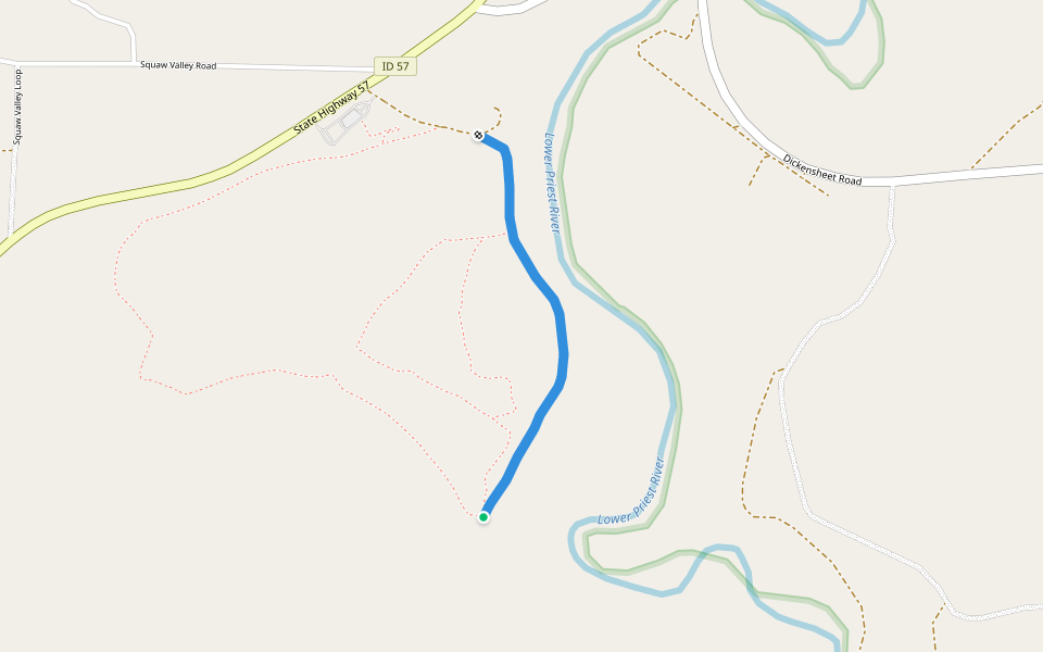 Kaniksu Marsh Trail walking route map in Priest River