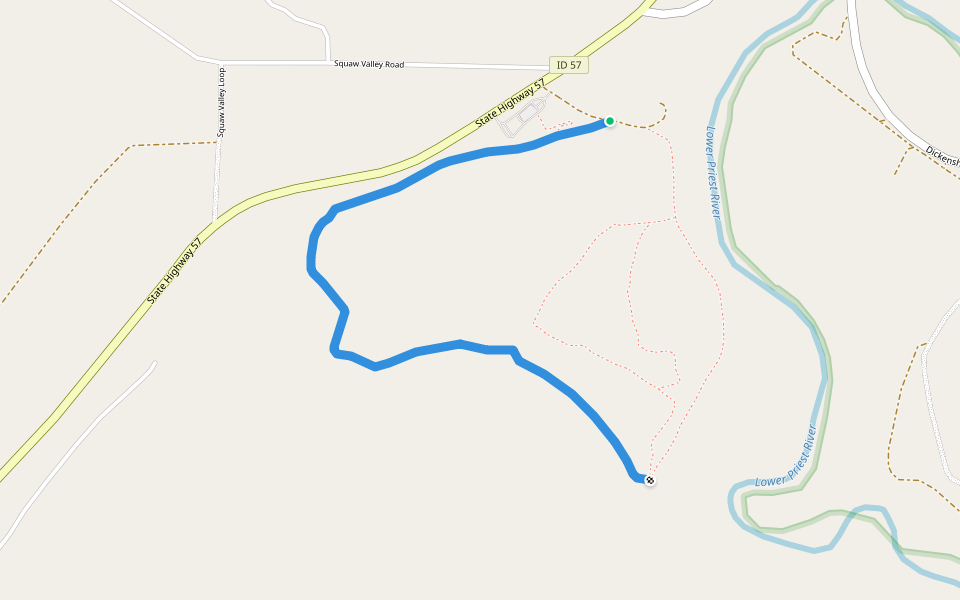Chipmunk Rapids Trail walking route map in Priest River