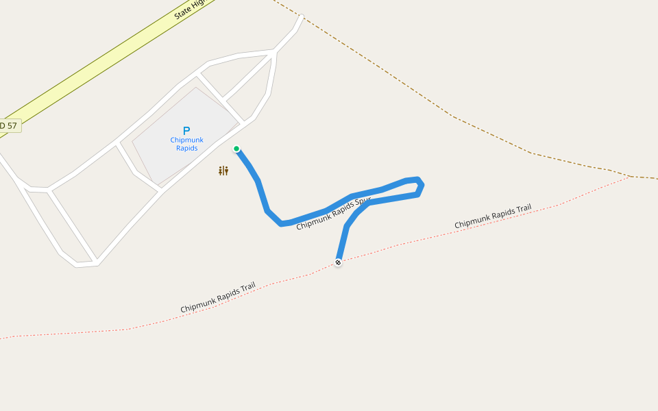 Chipmunk Rapids Spur walking route map in Priest River