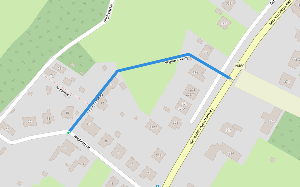 Heghekerkweg walking route map in Ninove