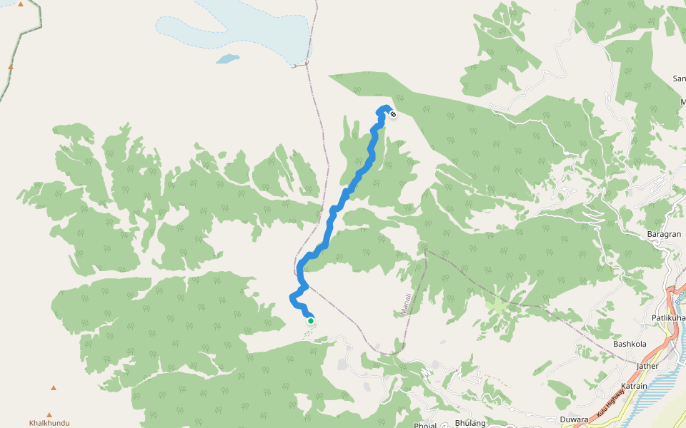 Jolling to Dhumaldev ka Mandir walking route map in Fojal