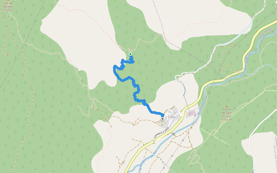 Cami de Sant Serni walking route map in Llesp