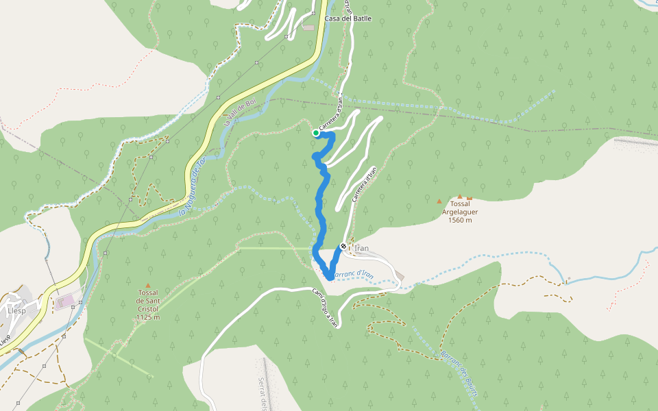 Cami de Iran a Camí de l'Aigua walking route map in El Pont de Suert