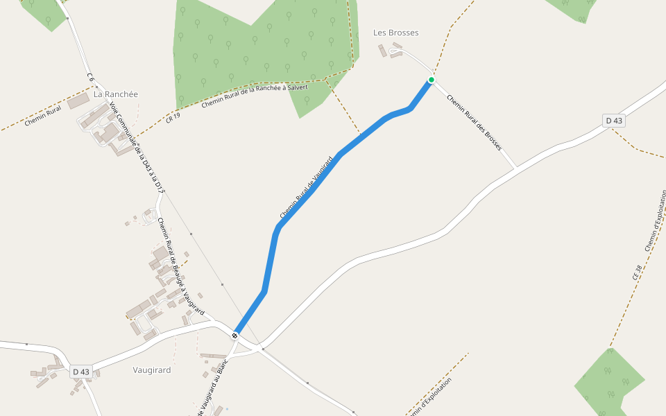 Chemin Rural de Vaugirard walking route map in Douadic