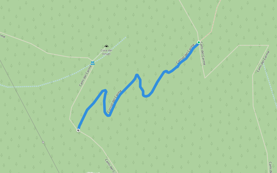 Corriol del Carme walking route map in Figaró-Montmany