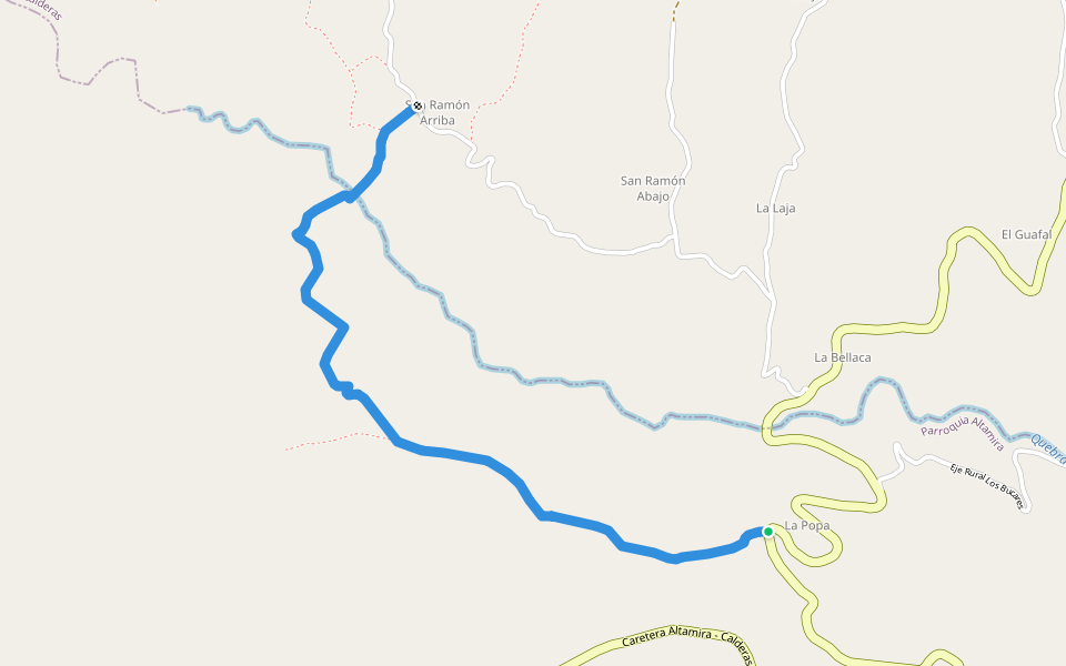 Camino de La Popa walking route map in Altamira