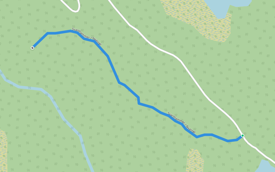 Svarthammer / Nyastøl walking route map in Skare