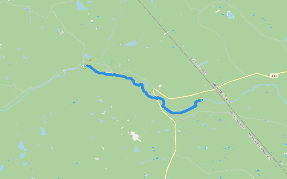 Sentier Nepisiguit Mi'gmaq Trail walking route map in South Tetagouche