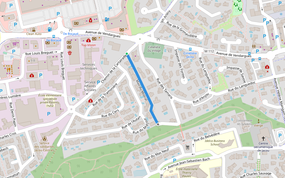 Mail du Mistral walking route map in Jacou