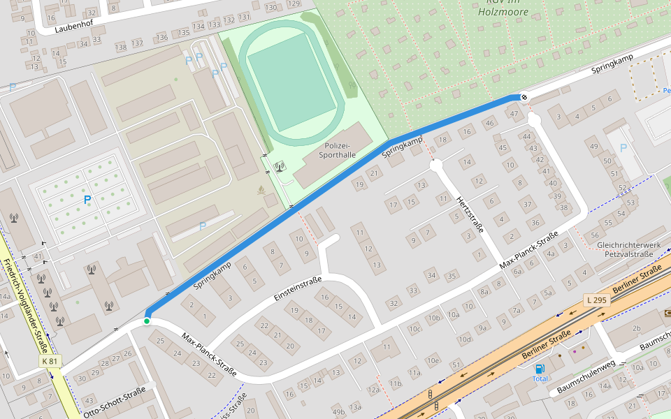 Springkamp walking route map in Braunschweig