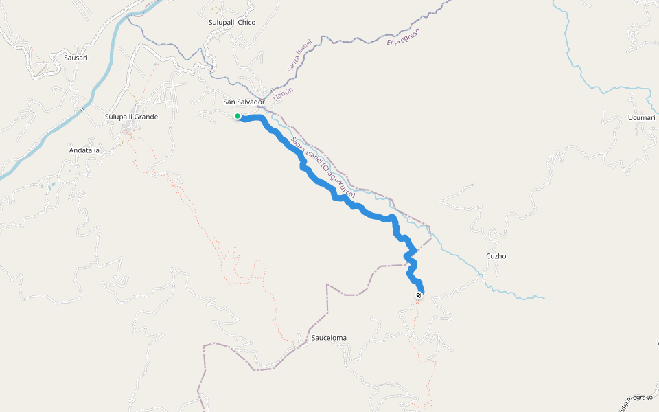 Downhill walking route map in Sulupali Grande