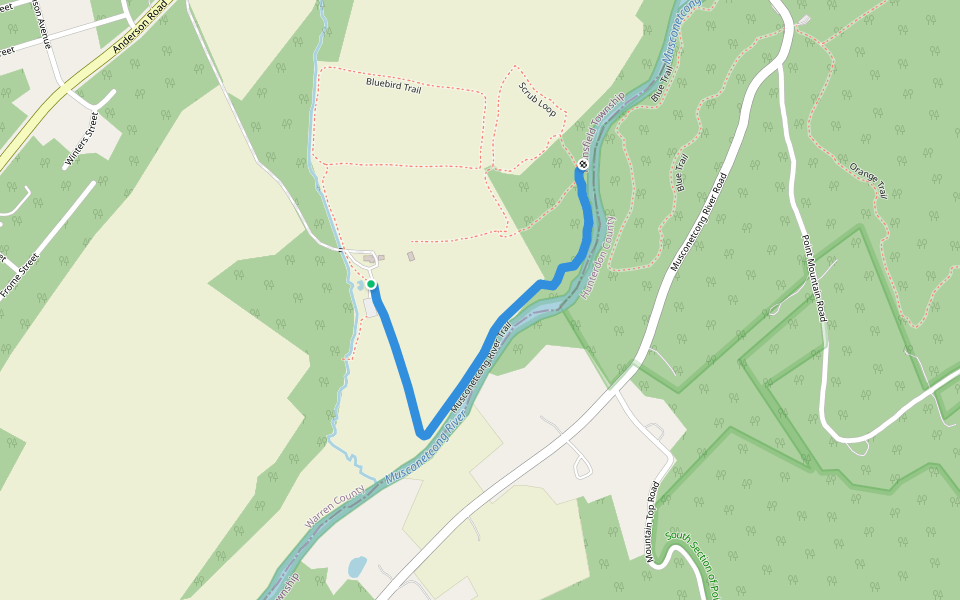 Musconetcong River Trail walking route map in Mansfield Township