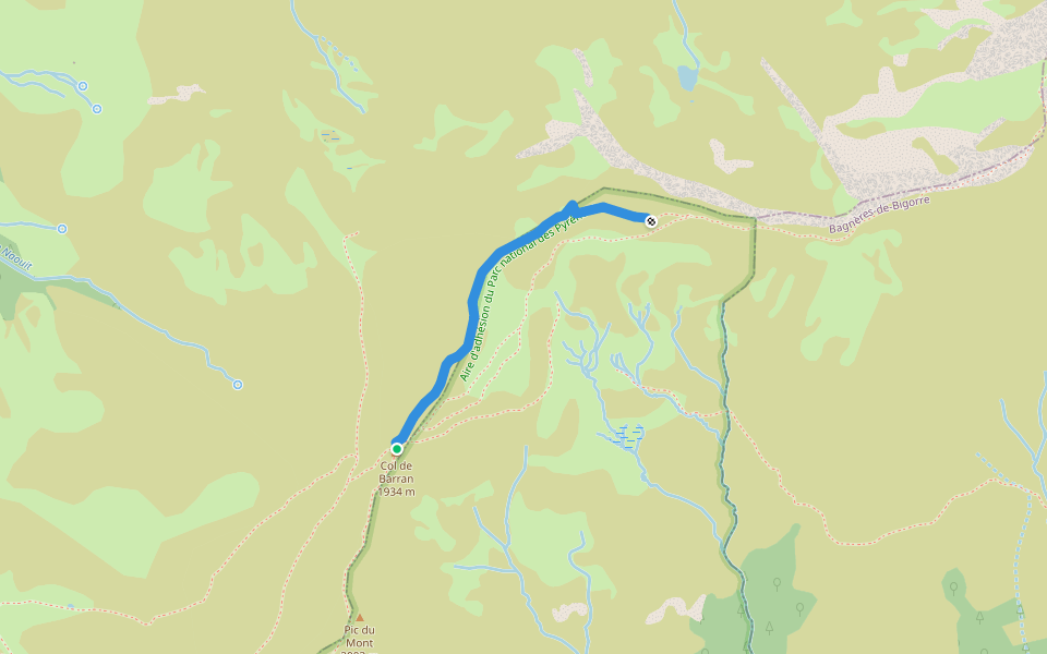 Parcours des Crêtes walking route map in Beaucens