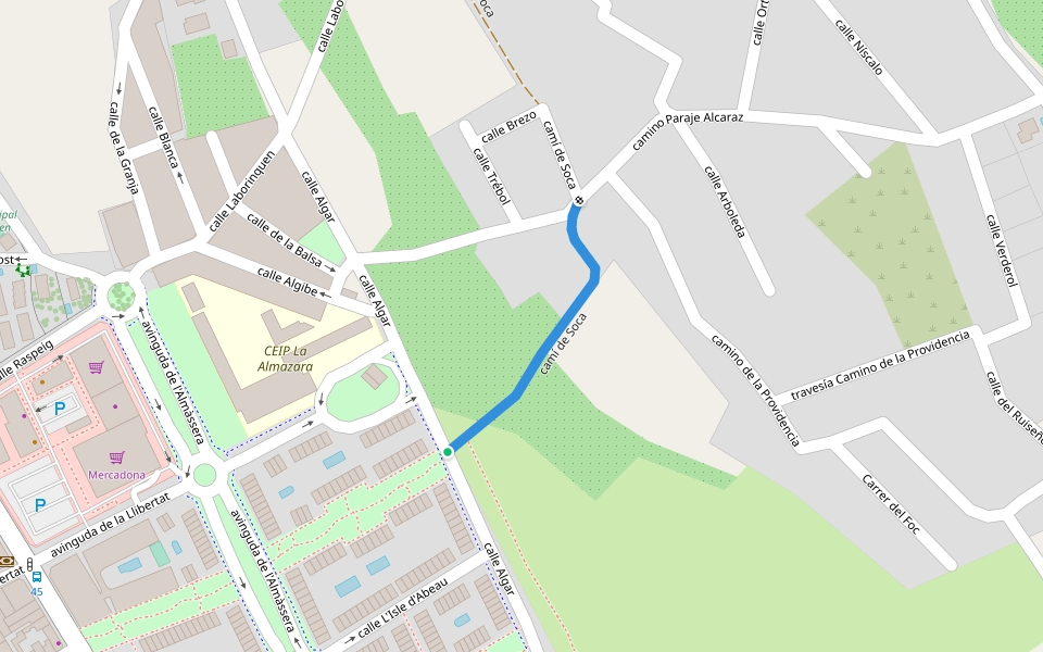 camí de Soca walking route map in Sant Vicent del Raspeig