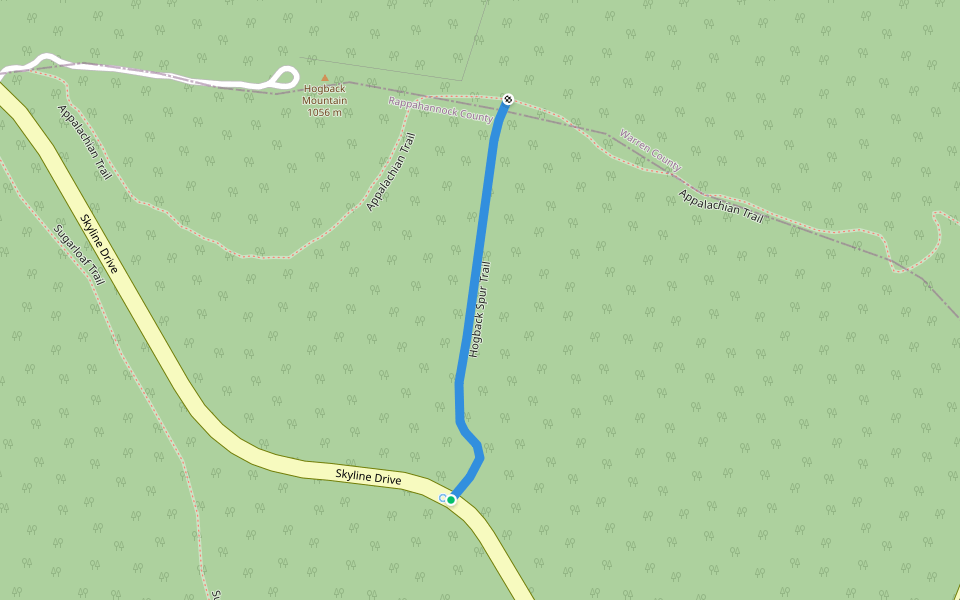 Hogback Spur Trail walking route map in Rileyville
