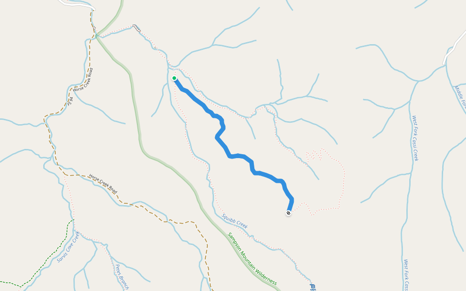 Middle Spring Ridge Trail walking route map in Chuckey