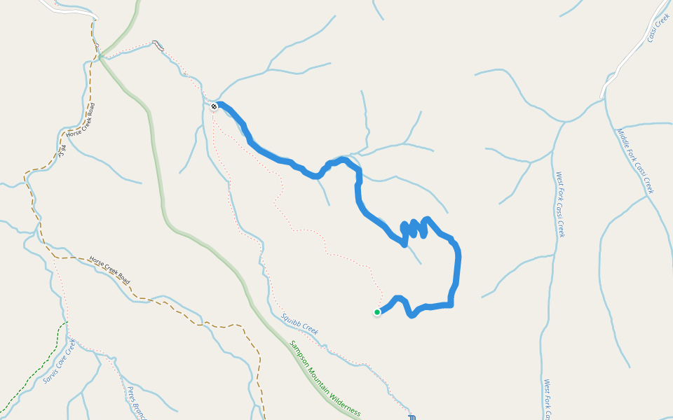 Turkey Pen Cove Trail walking route map in Chuckey