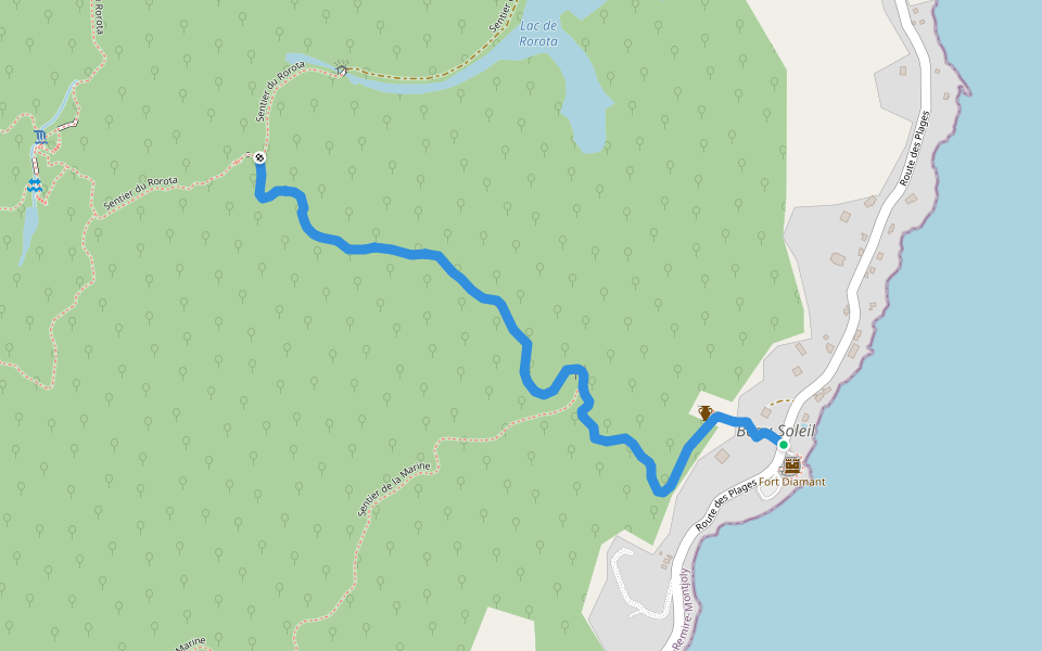 Sentier du Fort Diamant walking route map in Remire-Montjoly