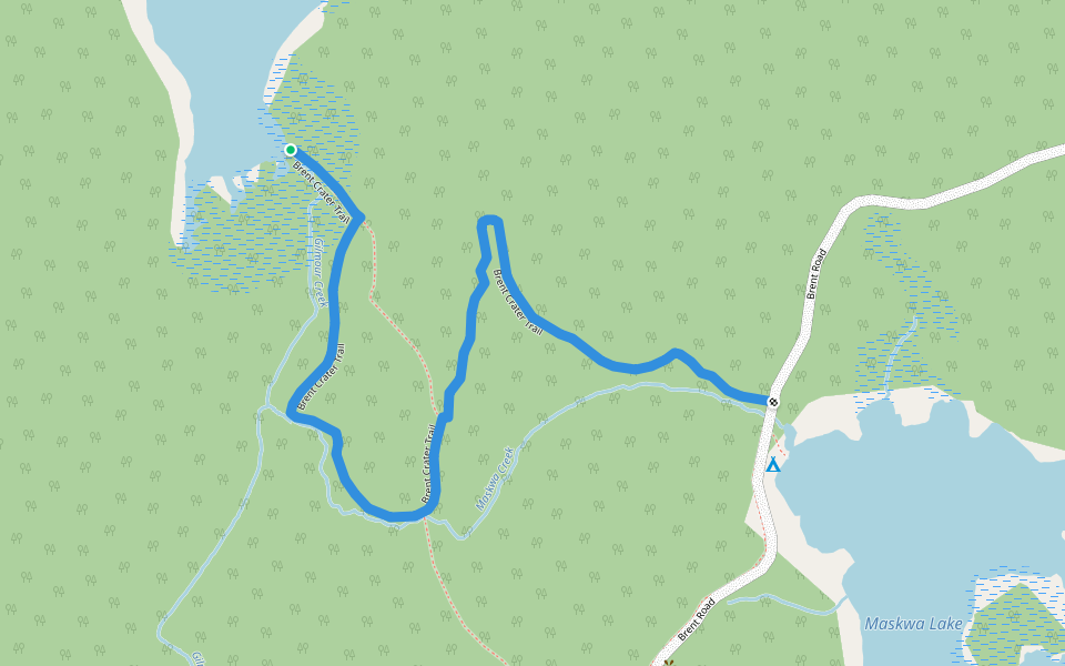 Brent Crater Trail walking route map in Brent