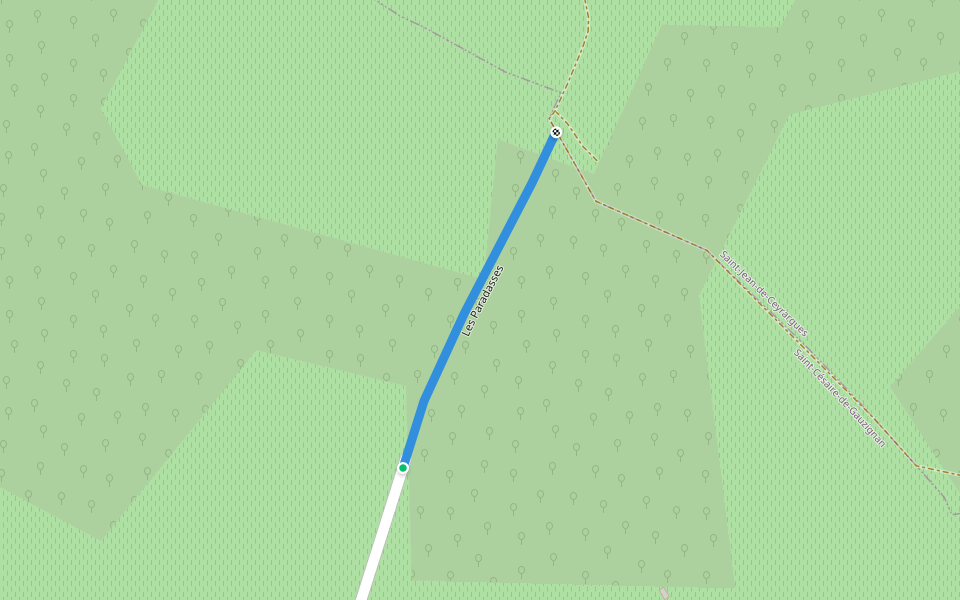Les Paradasses walking route map in Saint-Césaire-de-Gauzignan
