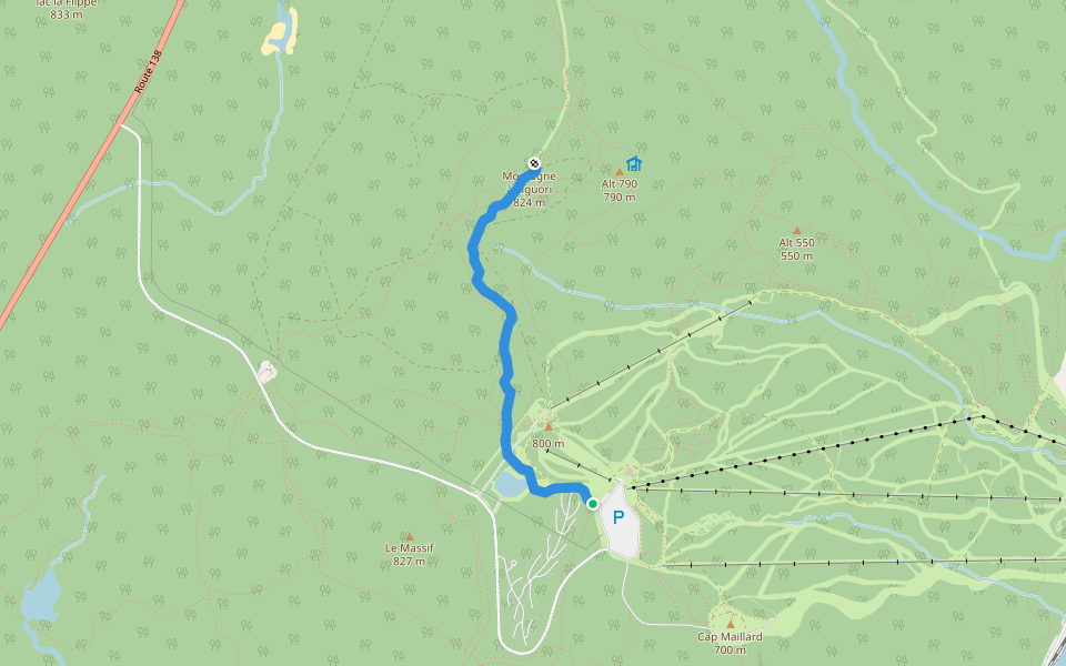 Le Lugeron walking route map in Petite-Rivière-Saint-François