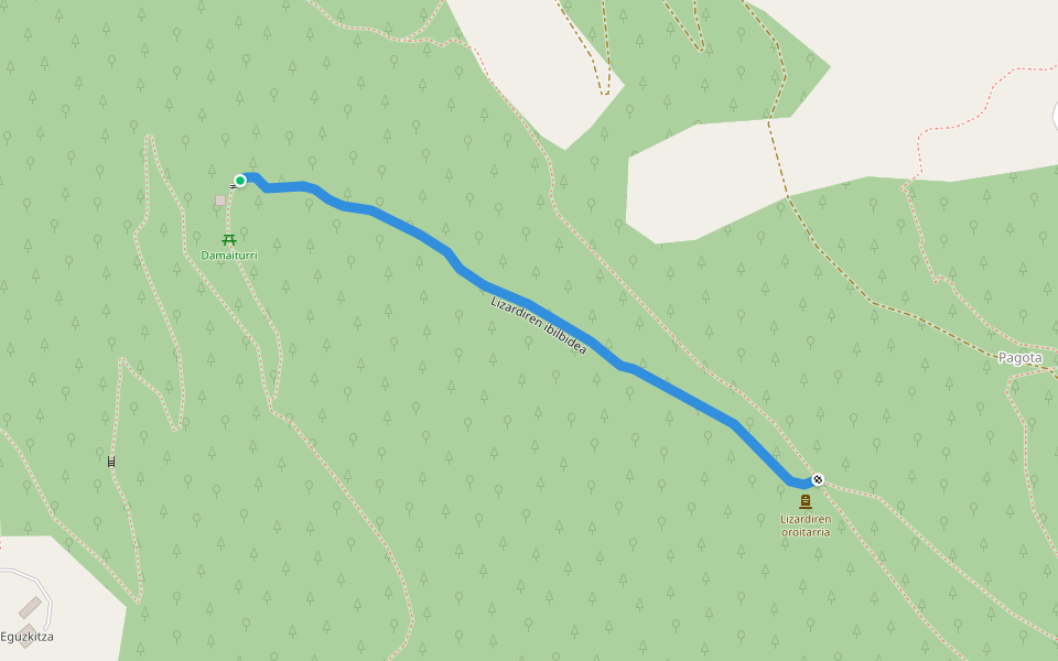 Lizardiren ibilbidea walking route map in Tolosa