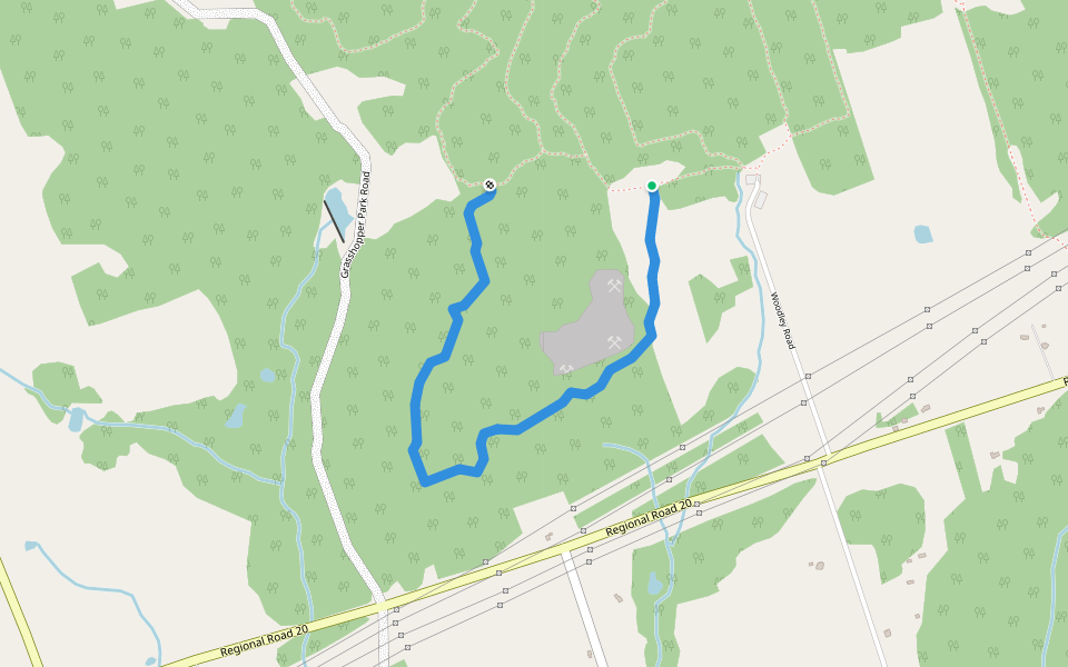 Eastern Bluebird Trail walking route map in Bowmanville