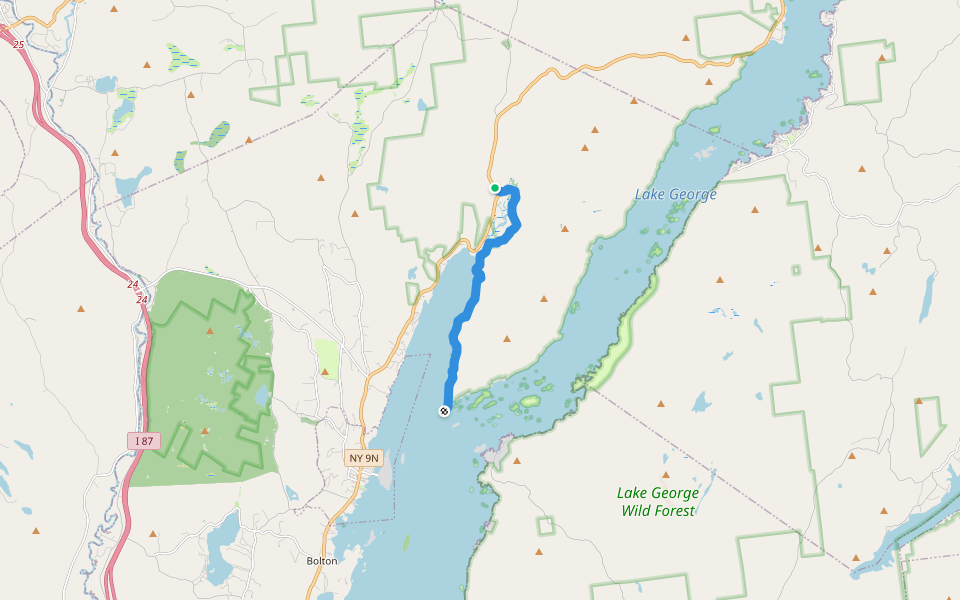 Northwest Bay Trail walking route map in Bolton Landing