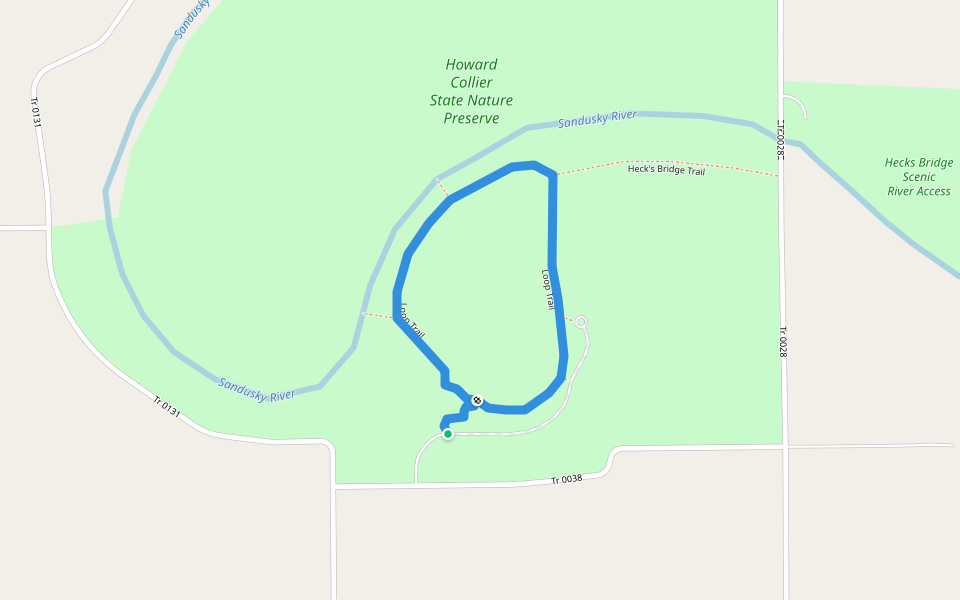 Loop Trail walking route map in Tiffin