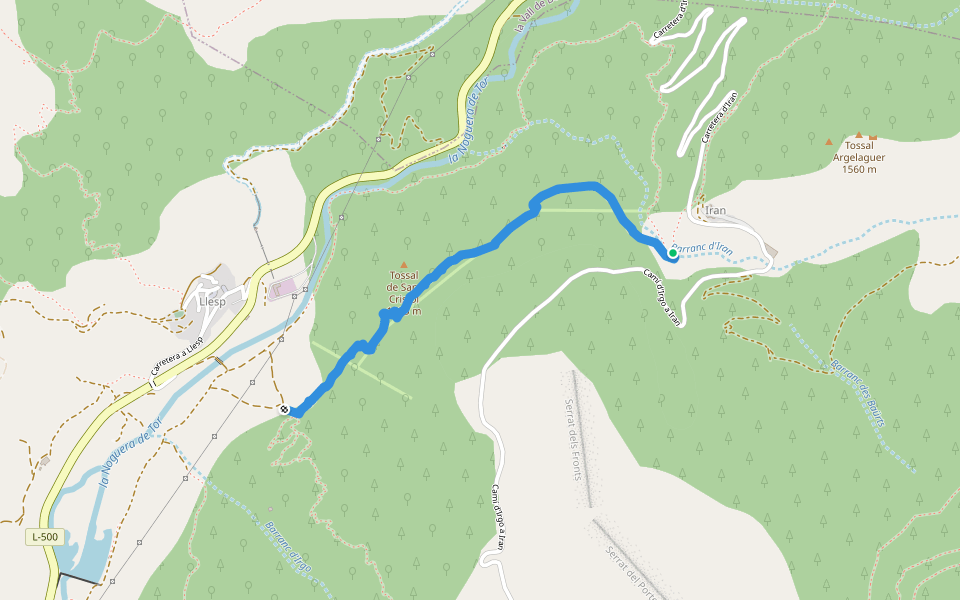 Cami de Iran a Llesp walking route map in Iran