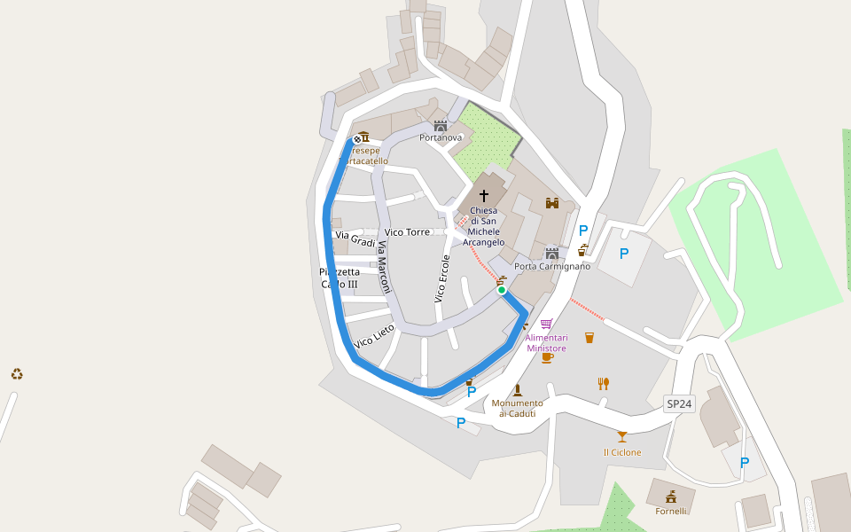 Via Belvedere walking route map in Fornelli