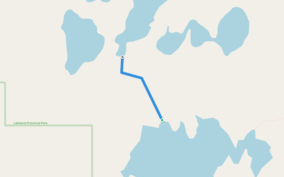 McGuffin Lake portage trail walking route map in Lac la Biche