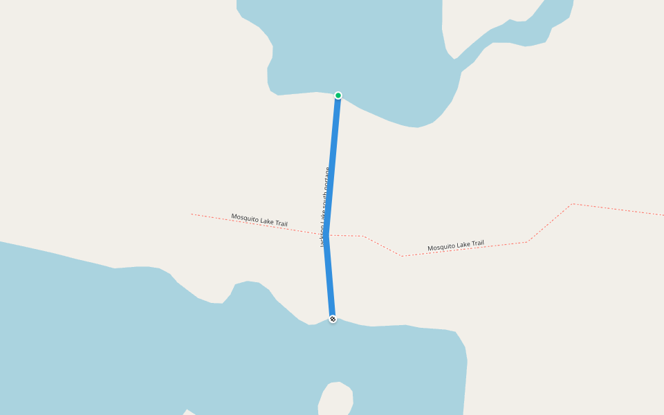 Jackson Lake south portage walking route map in Lac la Biche