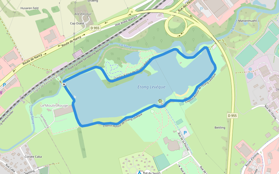 Chemin Autour de l'Étang Lévêque walking route map in Sarrebourg