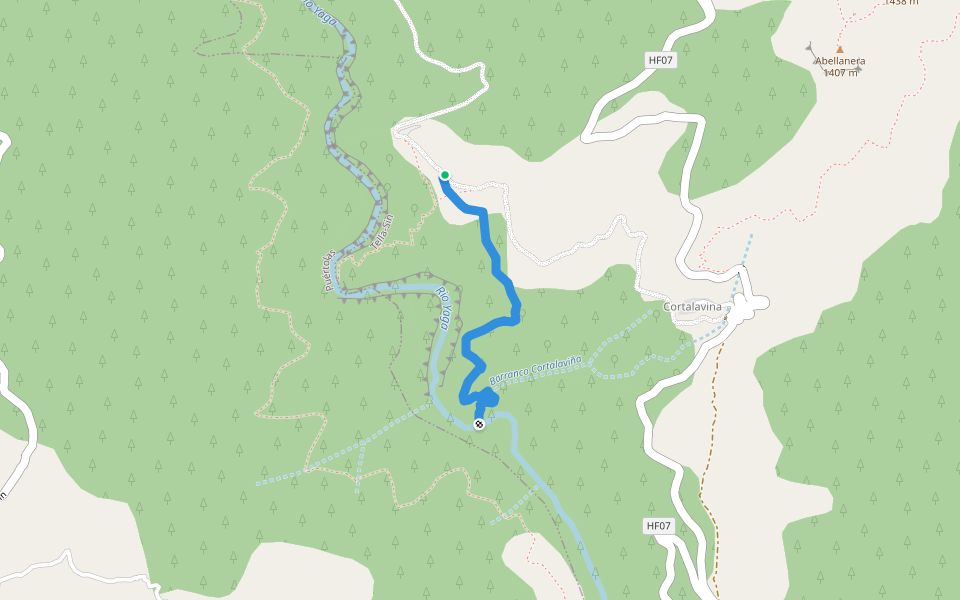 Salida Miraval inferior walking route map in Tella-Sin