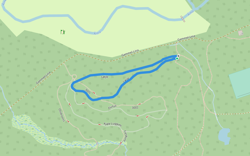 Læjle walking route map in Oppdal