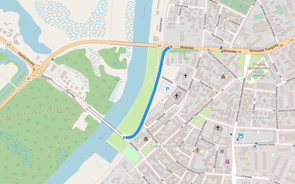 Spacerowa walking route map in Ostrołęka